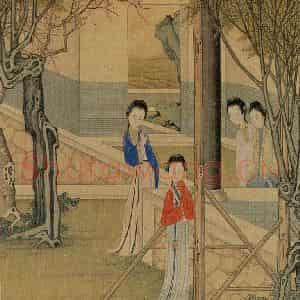 清代 焦秉贞《仕女图》国画人物工笔作品图片鉴赏