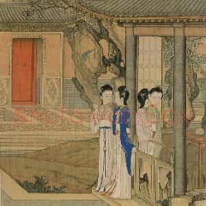 清代 焦秉贞《仕女图》国画人物工笔作品图片鉴赏