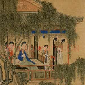清代 焦秉贞《仕女图》国画人物工笔作品图片鉴赏