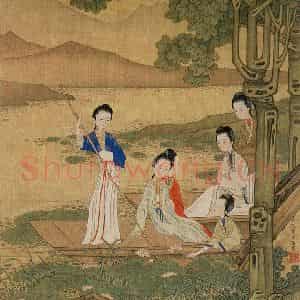 清代 焦秉贞《仕女图》国画人物工笔作品图片鉴赏