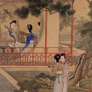 清代 焦秉贞《仕女图》国画人物工笔作品图片鉴赏