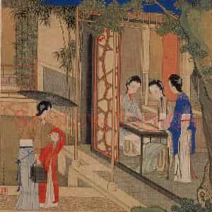 清代 焦秉贞《仕女图》国画人物工笔作品图片鉴赏