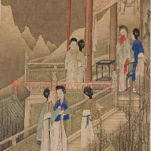 清代 焦秉贞《仕女图》国画人物工笔作品图片鉴赏