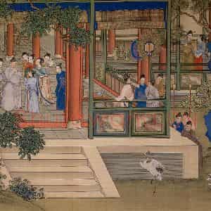 清代 冷枚《养正图》国画人物工笔作品图片鉴赏