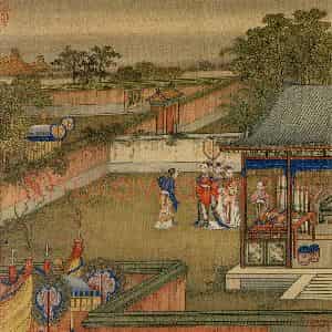 清代 冷枚《十宫词图》国画人物工笔作品图片鉴赏