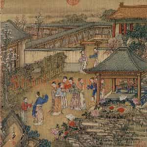 清代 冷枚《十宫词图》国画人物工笔作品图片鉴赏