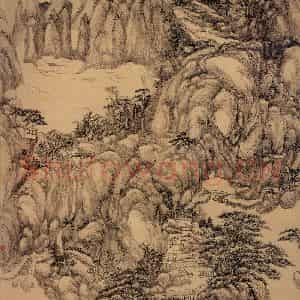 清代 王原祁《松壑仙馆图》国画山水工笔作品图片鉴赏