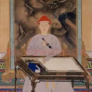 清代《玄烨便服写字像》国画人物工笔作品图片鉴赏
