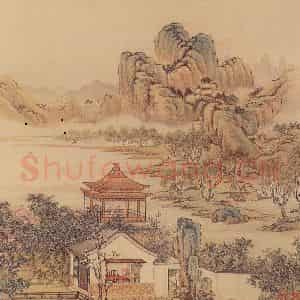 清代 陈枚《山水楼阁图》国画山水工笔作品图片鉴赏