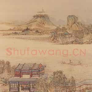 清代 陈枚《山水楼阁图》国画山水工笔作品图片鉴赏