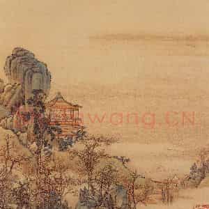 清代 陈枚《山水楼阁图》国画山水工笔作品图片鉴赏