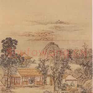 清代 陈枚《山水楼阁图》国画山水工笔作品图片鉴赏