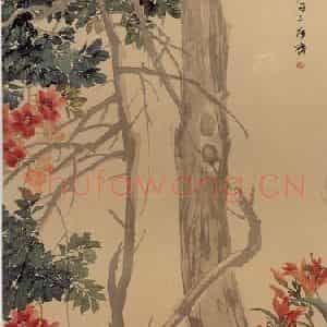 清代 任颐《凌霄图》国画花鸟作品图片鉴赏
