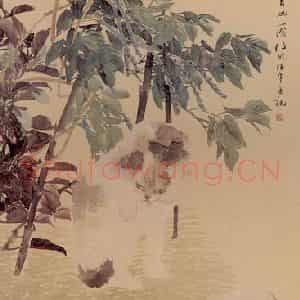清代 任颐《猫戏图》国画花鸟作品图片鉴赏
