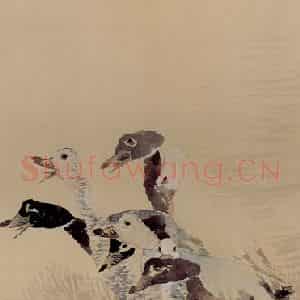 清代 任颐《芦鸭图》国画花鸟作品图片鉴赏
