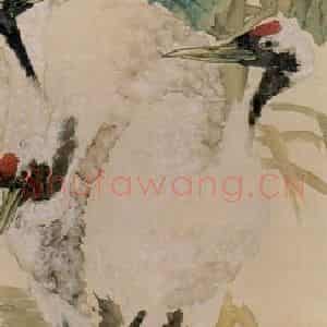 清代 任颐《蕉菊仙鹤图》国画花鸟作品图片鉴赏