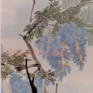 清代 任颐《紫藤鹅图》国画花鸟作品图片鉴赏