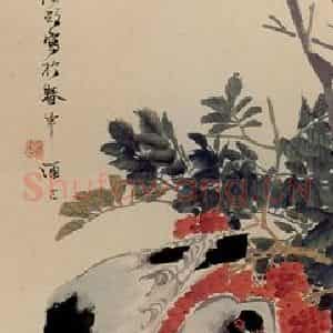 清代 任颐《天竹水仙图》国画花鸟作品图片鉴赏