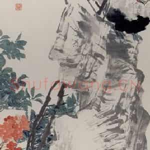 清代 任颐《天竹白鹇图》国画花鸟作品图片鉴赏
