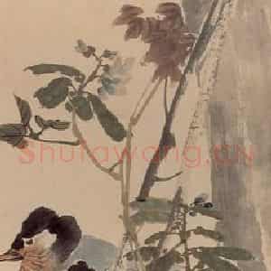 清代 任颐《豆花鸳鸯图》国画花鸟作品图片鉴赏