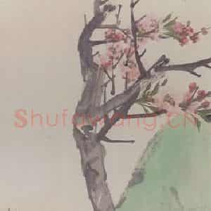 清代 任颐《碧桃春燕图》国画花鸟作品图片鉴赏