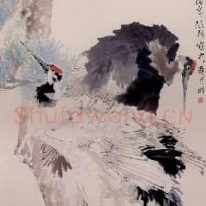清代 任颐《松鹤延年图》国画花鸟作品图片鉴赏