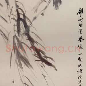 清代 任颐《杨柳八哥图》国画花鸟作品图片鉴赏
