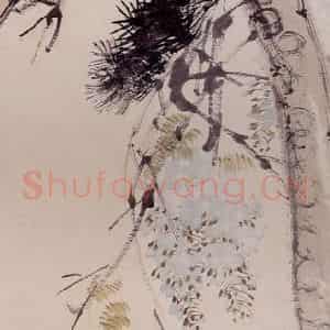 清代 任颐《苍松鹧鸪图》国画花鸟作品图片鉴赏
