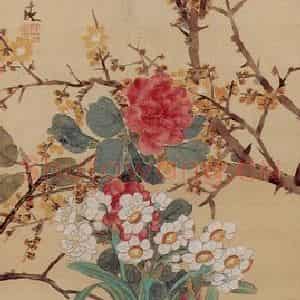 清代 任熊《花卉图屏》国画花鸟作品图片鉴赏