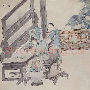 清代 任薰《西厢记图册》国画人物作品图片鉴赏