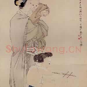 清代 任颐《仕女婴戏图》国画人物作品图片鉴赏