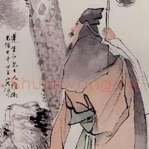 清代 任颐《松下策杖图》国画人物作品图片鉴赏
