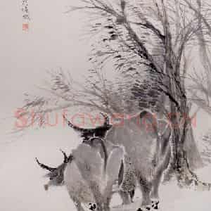 清代 任颐《牧牛图》国画人物作品图片鉴赏