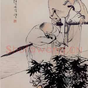 清代 任颐《羲之爱鹅图》国画人物作品图片鉴赏