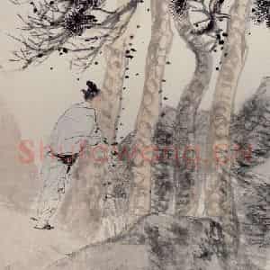 清代 任颐《听松图》国画人物作品图片鉴赏