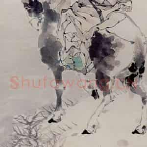 清代 任颐《霜崖眺雁图》国画人物作品图片鉴赏