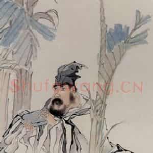 清代 任颐《蕉荫品砚图》国画人物作品图片鉴赏