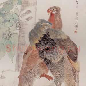 清代 任颐《梧桐双凤图》国画花鸟工笔作品图片鉴赏