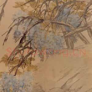 清代 任颐《紫藤双鸟图》国画花鸟作品图片鉴赏