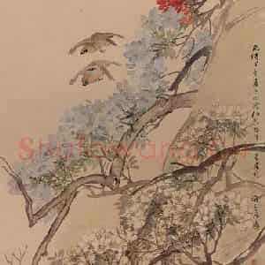 清代 任颐《杜鹃双雀图》国画花鸟作品图片鉴赏