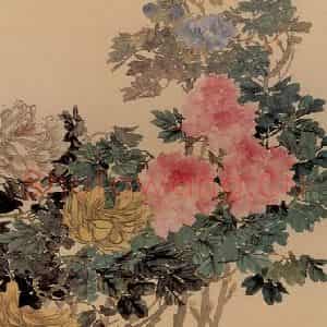 清代 任颐《富贵寿考图》国画花鸟作品图片鉴赏