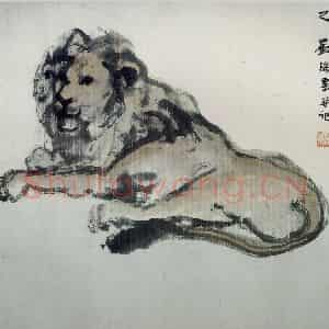 1930年 刘海粟《狮》国画花鸟作品图片鉴赏
