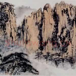 1969年 刘海粟《黄山西海门图卷》国画山水作品图片鉴赏