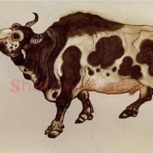 1971年 刘海粟《拟唐韩晋公五牛图卷(部分)》国画花鸟作品图片鉴赏