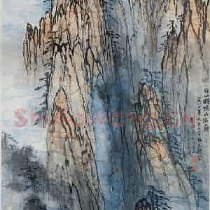 1982年 刘海粟《可以横绝西海巅》国画山水作品图片鉴赏