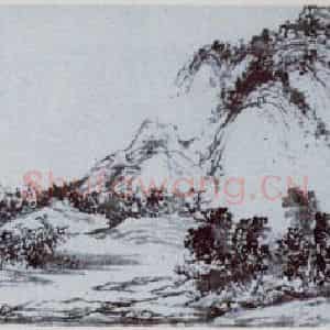 1955年 刘海粟《富春江渔乐图卷》国画山水作品图片鉴赏