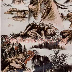 1938年 刘海粟《拟石涛山水》国画山水作品图片鉴赏
