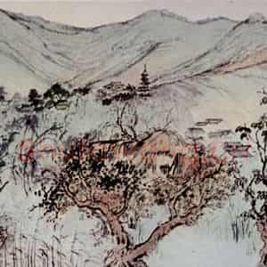 1955年 刘海粟《洞庭渔村图卷》国画山水作品图片鉴赏