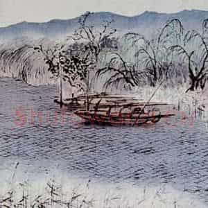 1955年 刘海粟《洞庭渔村图卷》国画山水作品图片鉴赏