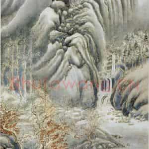刘海粟《五老峰霁雪》国画山水作品图片鉴赏